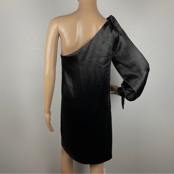 REBECCA MINKOFF REVOLVE BLACK SATIN ONE-SHOULDER MINI DRESS - Picture 6 of 9